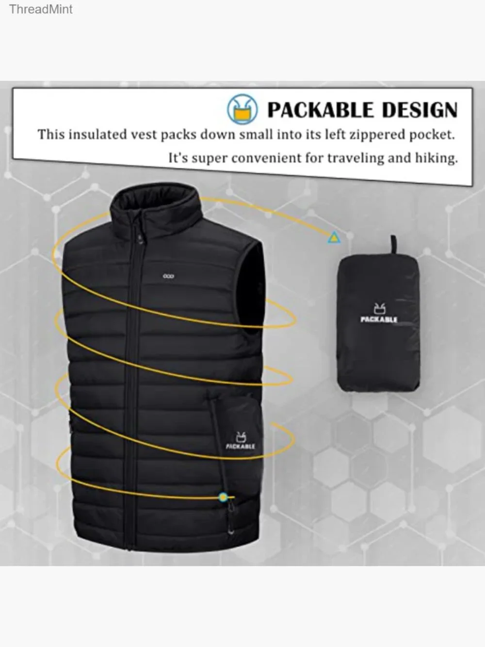 Men's Lightweight Packable Insulated Puffer Vest, Quilted Sleeveless Jacket